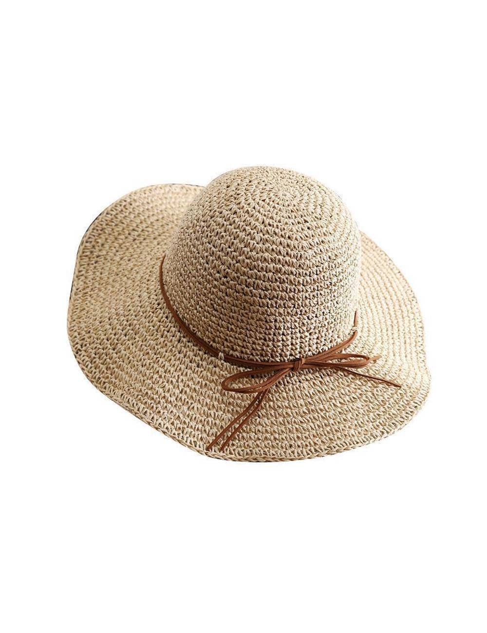 Retro Wide Brim Bow Tie Sun Hat
