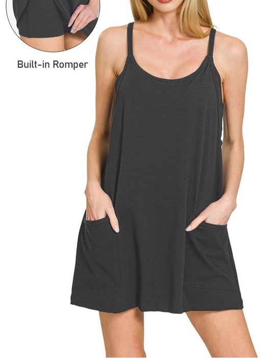 MINI DRESS WITH BUILT IN ROMPER LINER
