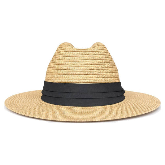 Woven Straw Open Weave Panama Sun Hat