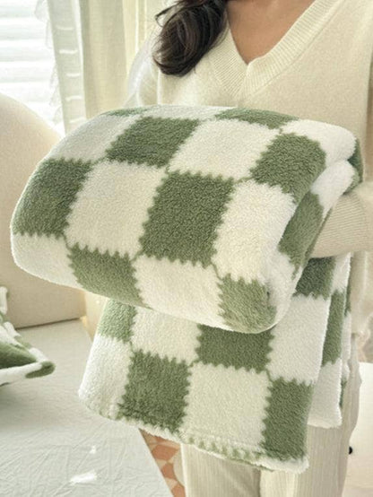 Home Coral Color Block Fleece Soft Blanket SKABL4090 - - MaeSor Boutique