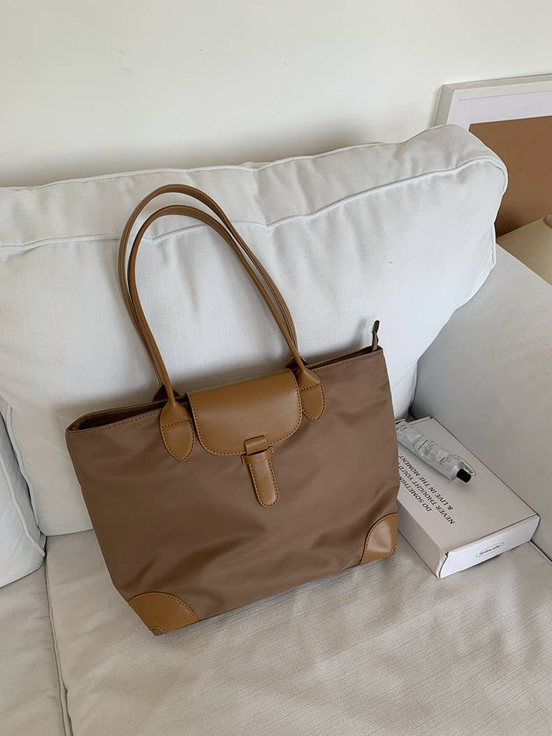 Single Shoulder Commuter Tote Bag - KHAKI - MaeSor Boutique