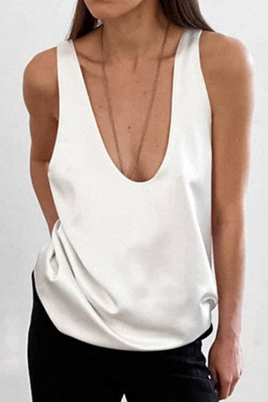 White Relaxed Sleeveless Tank Top